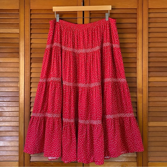 Koret Skirt Plus Size 20W Tiered Broomstick Polka Dot Cowgirl Boho Southwestern - Picture 1 of 8